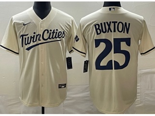 Nike Minnesota Twins #25 Byron Buxton Cool Base Jersey Cream