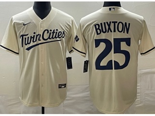 Nike Minnesota Twins #25 Byron Buxton Cool Base Jersey Cream 