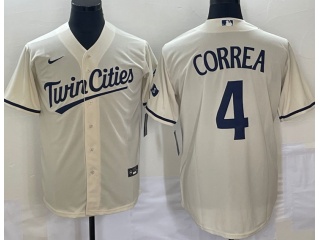 Nike Minnesota Twins #4 Carlos Correa Twins Cities Cool Base Jersey Cream