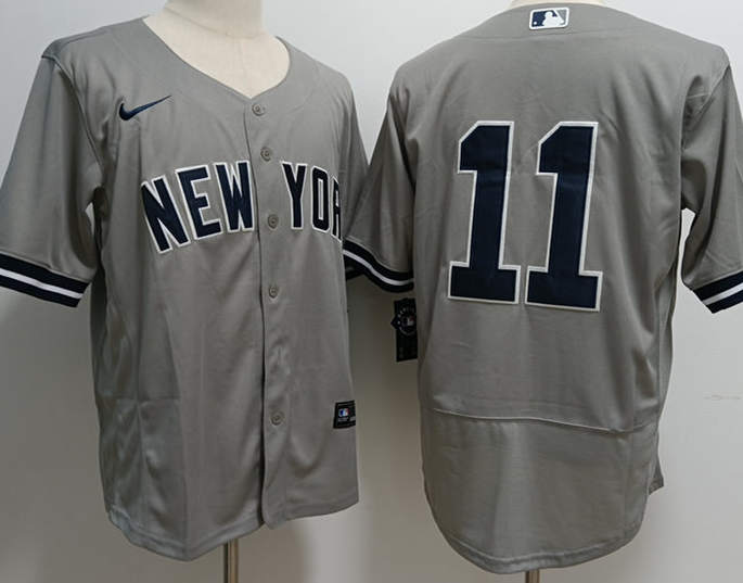 Nike New York Yankee #11 Anthony Volpe Flexbase Jersey Grey