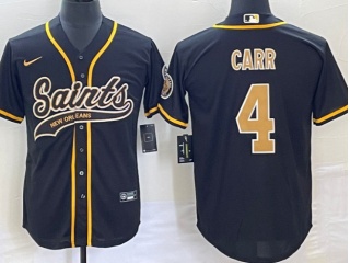 New Orleans Saints #4 Derek Carr Baseball Jersey Black