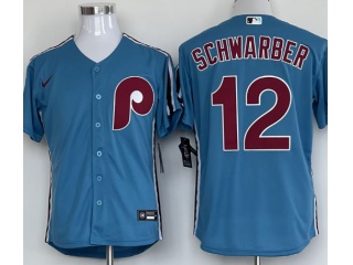 Nike Philadelphia Phillies #12 Kyle Schwarber Cool Base Jersey Blue