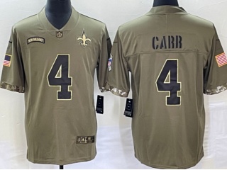 New Orleans Saints #4 Derek Carr 2022 Salute To Service Jersey Green 