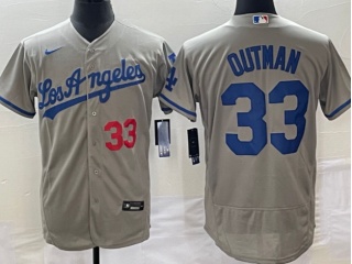 Nike Los Angeles Dodgers #33 James Outman Los Angeles Flexbase Jersey Grey