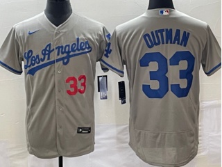 Nike Los Angeles Dodgers #33 James Outman Los Angeles Flexbase Jersey Grey 