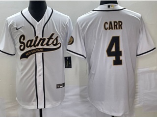 New Orleans Saints #4 Derek Carr Baseball Jersey White
