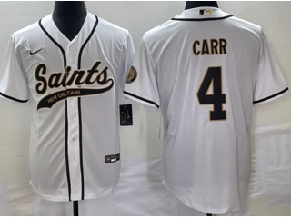 New Orleans Saints #4 Derek Carr Baseball Jersey White 