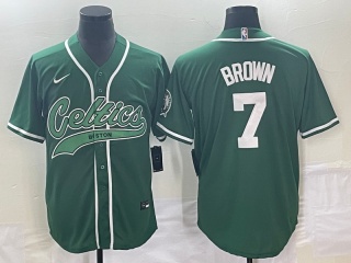 Nike Boston Celtics #7 Jaylen Brown Baseball Jersey Green