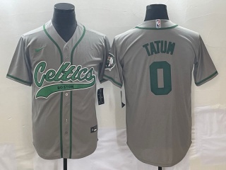 Nike Boston Celtics #0 Jayson Tatum Baseball Jersey Grey