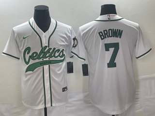 Nike Boston Celtics #7 Jaylen Brown Baseball Jersey White