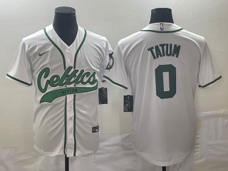 Nike Boston Celtics #0 Jayson Tatum Baseball Jersey White