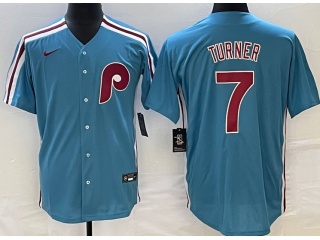 Nike Philadelphia Phillies #7 Trea Turner Cool Base Jersey Blue