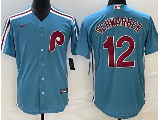 Nike Philadelphia Phillies #12 Kyle Schwarber Cool Base Jersey Blue