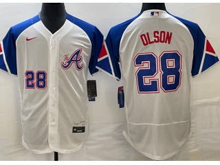 Atlanta Braves #28 Matt Olson City Flexbase Jersey White