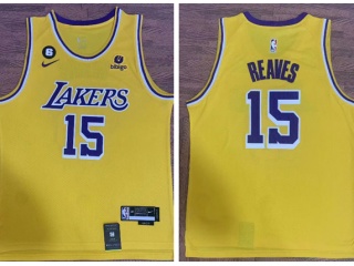 Nike Los Angeles Lakers #15 Austin Reaves 2022-23 Jersey Yellow