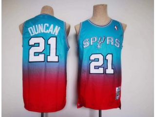 San Antonio Spurs #21 Tim Duncan Red Throwabck Jersey Green