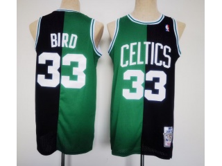 Boston Celtics #33 Larry Bird Split Throwback Jersey Green Black