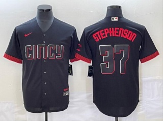 Nike Cincinnati Reds #37 Tyler Stephenson 2023 City Connect Jersey Black