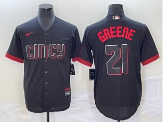 Nike Cincinnati Reds #21 Hunter Greene 2023 City Connect Jersey Black