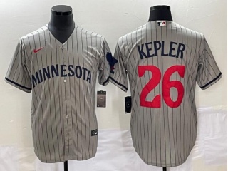 Nike Minnesota Twins #26 Max Keple Cool Base Jersey Grey Pintripes