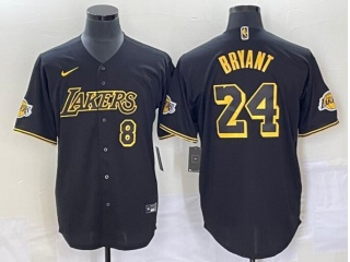 Nike Los Angeles Lakers #8/24 Kobe Bryant Baseball Jersey Black