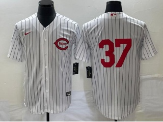 Cincinnati Reds #37 Tyler Stephenson Field Of Cream Jersey White