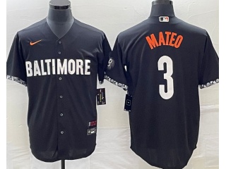 Baltimore Orioles #3 Jorge Mateo City Cool Base Jersey Black