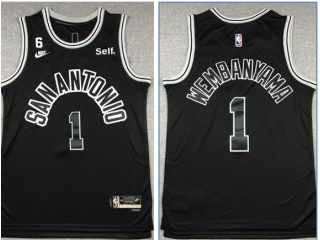 Nike San Antonio Spurs #1 Victor Wembanyama Throwback Jersey Black