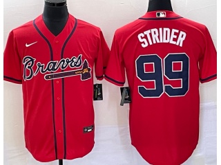 Atlanta Braves #99 Spencer Strider Cool Base Jersey Red