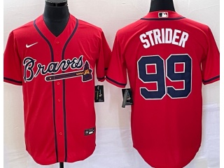 Atlanta Braves #99 Spencer Strider Cool Base Jersey Red