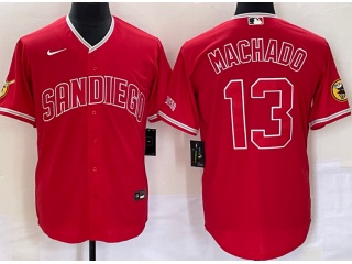 San Diego Padres #13 Manny Machado Cool Base Jersey Red