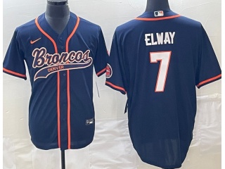 Denver Broncos #7 John Elway Baseball Jersey Blue