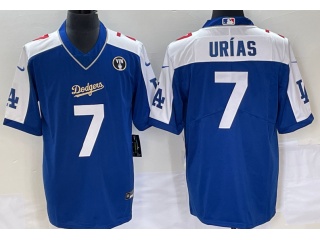 Los Angeles Dodgers #7 Julio Urias Football Jersey Blue
