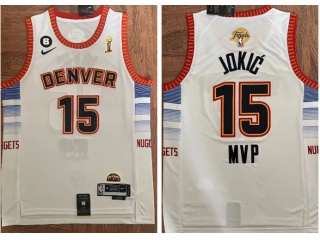 Denver Nuggets #15 Nikola Jokic Champion MVP Jersey White 