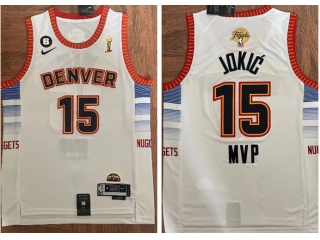 Denver Nuggets #15 Nikola Jokic Champion MVP Jersey White