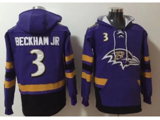 Baltimore Ravens #3 Odell Beckham Jr Hoodies Purple 