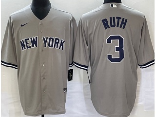 Nike New York Yankees #3 Babe Ruth Cool Base Jersey Gray