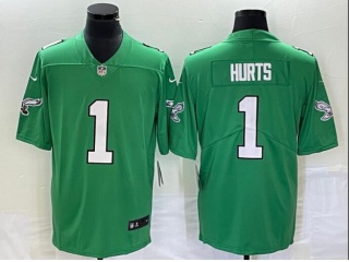 Philadelphia Eagles #1 Jalen Hurts Throwback Limited Jersey Apple Green