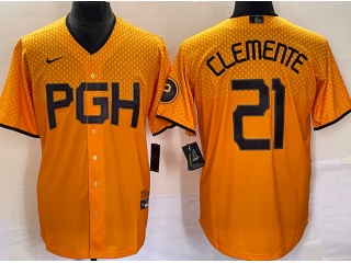 Pittsburgh Pirates #21 Robert Clemente City Cool Base Jersey Yellow