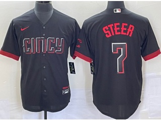 Cincinnati Reds #7 Spencer Steer  2023 City Connect Jersey Black