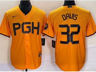 Pittsburgh Pirates #32 Henry Davis Cool Base Jersey Yellow City