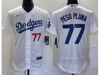 Nike Los Angeles Dodgers #77 Peso Pluma Flexbase Jersey White 