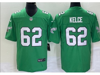 Philadelphia Eagles #62 Jason Kelce Throwback Limited Jersey Apple Green