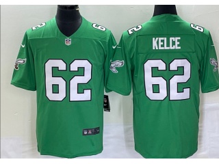 Philadelphia Eagles #62 Jason Kelce Throwback Limited Jersey Apple Green 