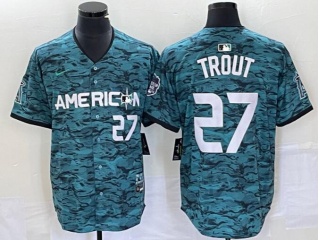 Los Angeles Angels #27 Mike Trout 2023 All Star Jerseys Green