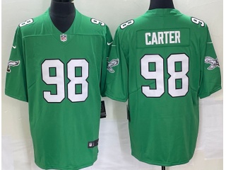Philadelphia Eagles #98 Jalen Carter Throwback Limited Jersey Apple Green