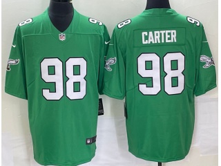 Philadelphia Eagles #98 Jalen Carter Throwback Limited Jersey Apple Green 