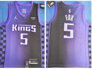 Sacramento Kings #5 De'Aaron Fox 2023 Jersey Purple Black