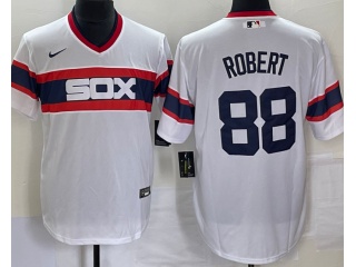 Nike Chicago White Sox #88 Luis Robert  Throwback Jersey White 