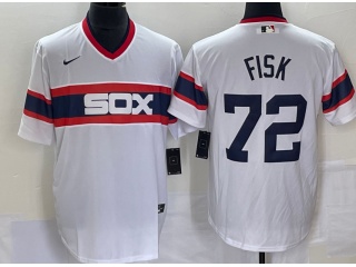 Nike Chicago White Sox #72 Carlton Fisk Throwback Jersey White 